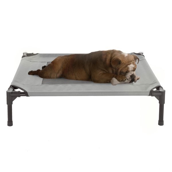 Elevated Portable Pet Bed Cot-Style 30”x24”x7” for Dogs and Small Pets | Indoor/Outdoor (Gray), Pet Adobe, Mfr#: 302425FGG